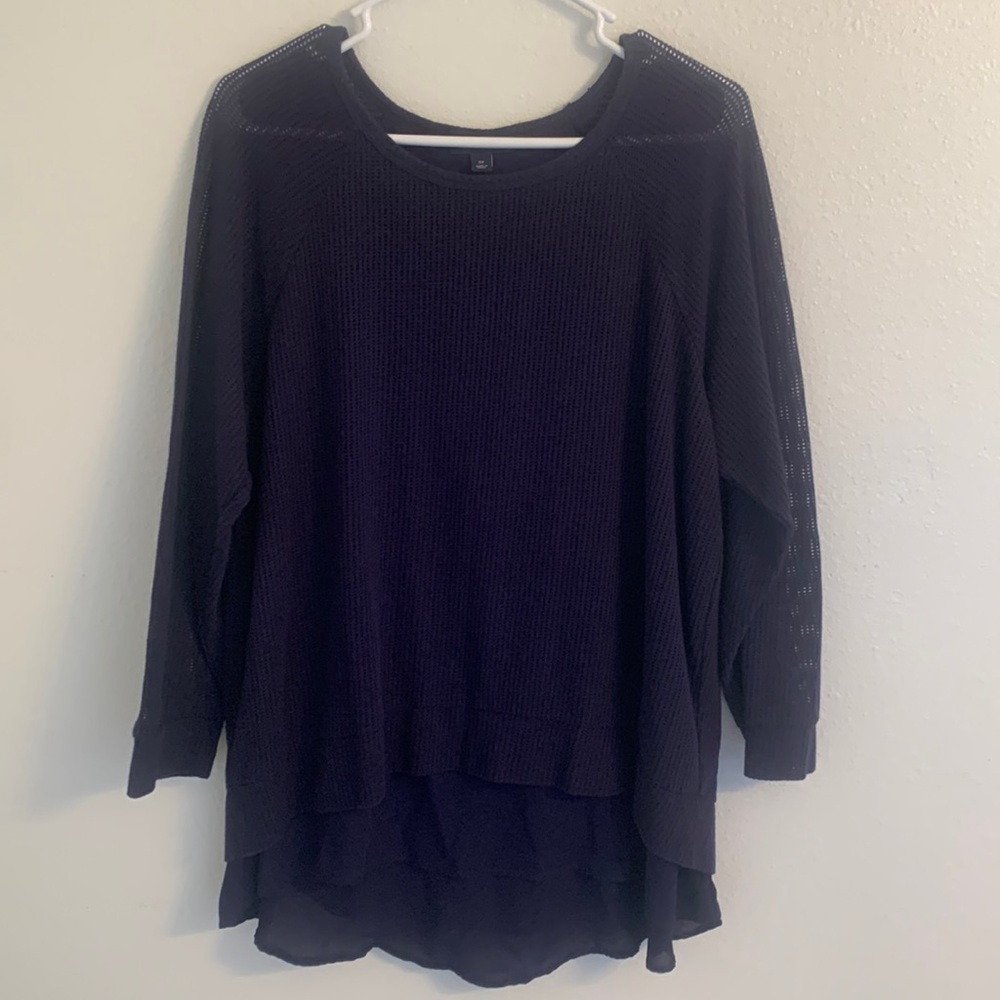 Tommy Hilfiger Dark Blue Mesh Lined Shear Tunic Top Size 0X